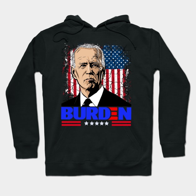 Funny Political Joe "Burden" Cartoon Hoodie by PsychoDynamics